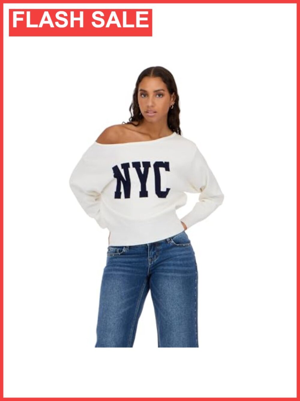 Off Shoulder Slouchy Sweater High Rib Cable Knit Loose Pullover Long Sleeve